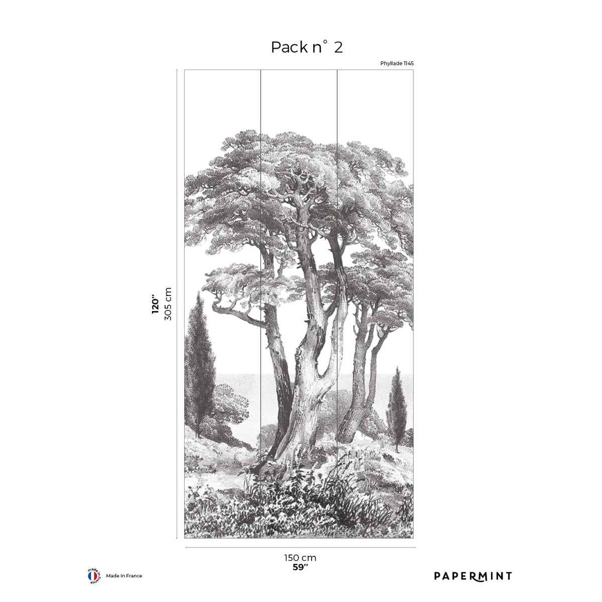 Papermint Porquerolles Pack 2 in Grey Wall Mural 8184-CP1-B