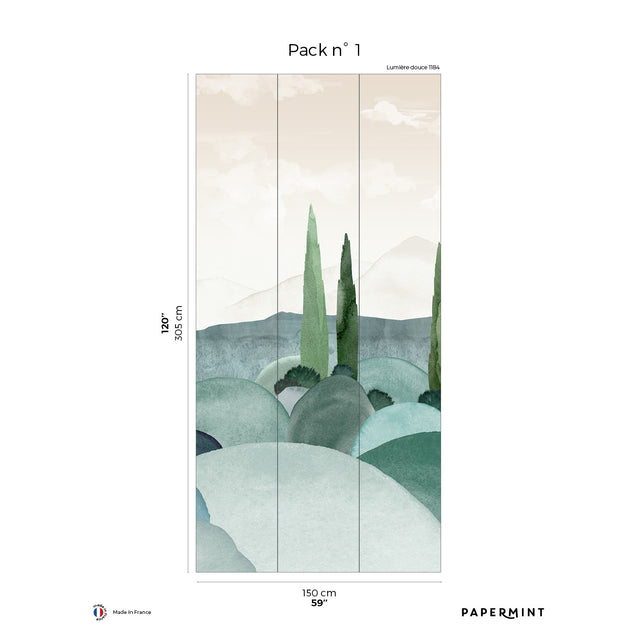 Papermint Provence Pack 1 in Green Wall Mural 8184-CQ1-A
