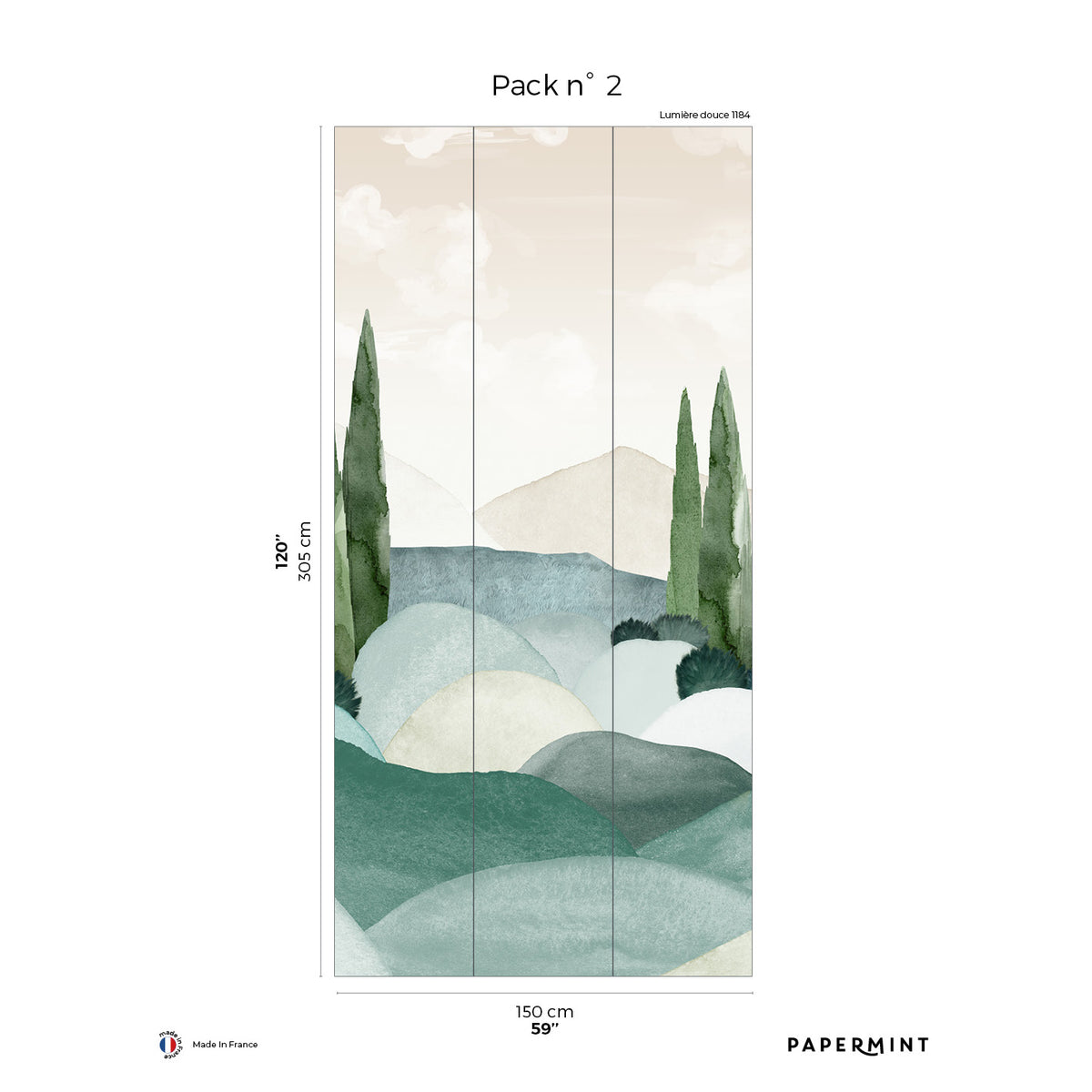 Papermint Provence Pack 2 in Green Wall Mural 8184-CQ1-B