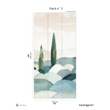 Papermint Provence Pack 3 in Green Wall Mural 8184-CQ1-C