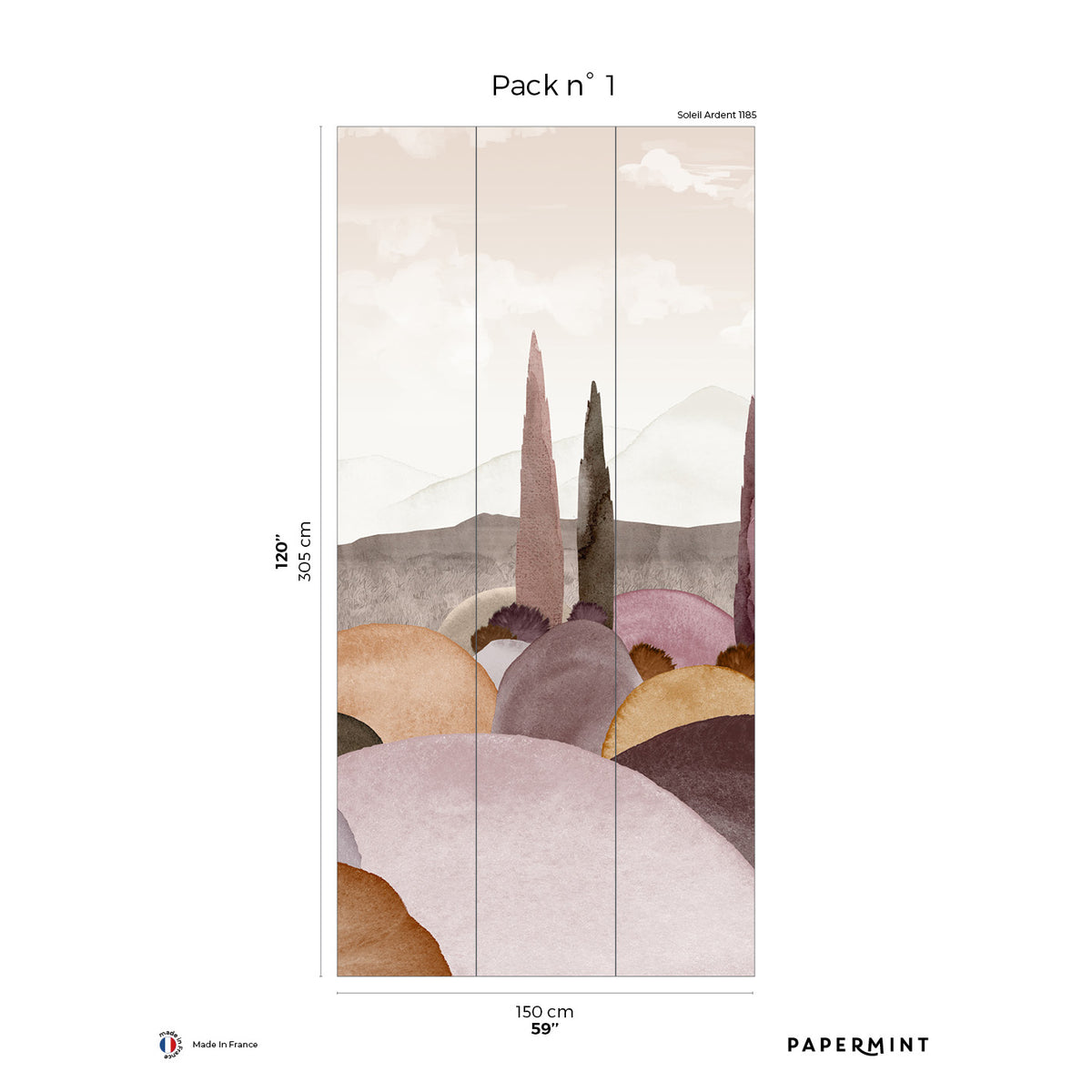 Papermint Provence Pack 1 in Pink Wall Mural 8184-CQ2-A