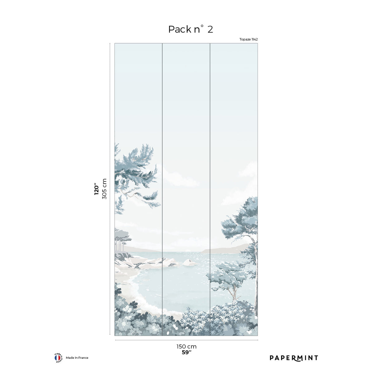 Papermint Quiberon Pack 2 in Blue Wall Mural 8184-CR1-B
