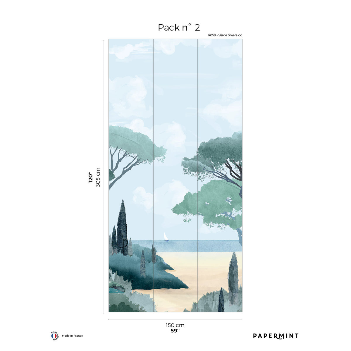 Papermint Riviera La Spiagga Pack 2 in Blue Wall Mural 8184-