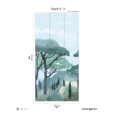 Papermint Riviera Pack 3 in Green Wall Mural 8184-CU1-C