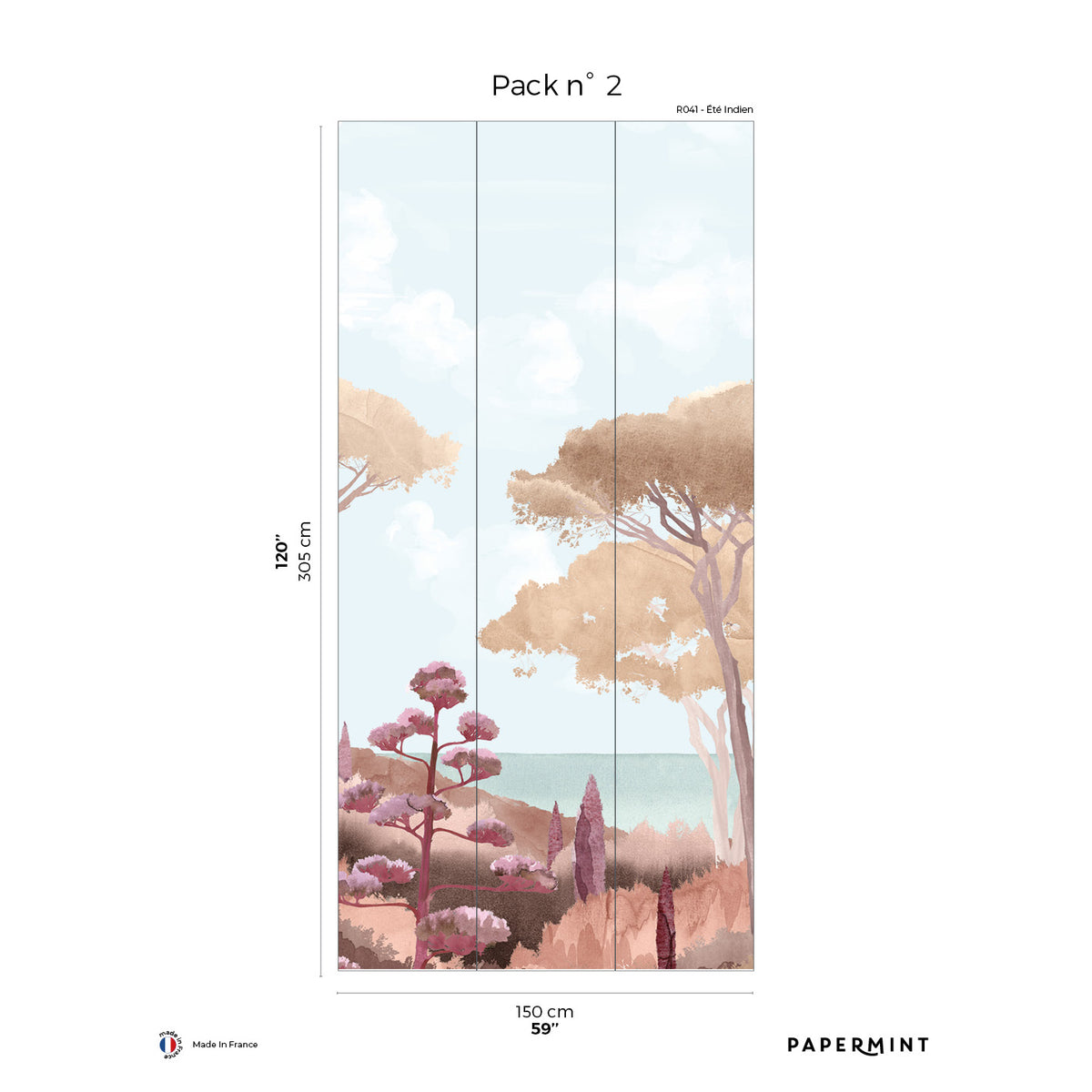 Papermint Riviera Pack 2 in Orange Wall Mural 8184-CU2-B