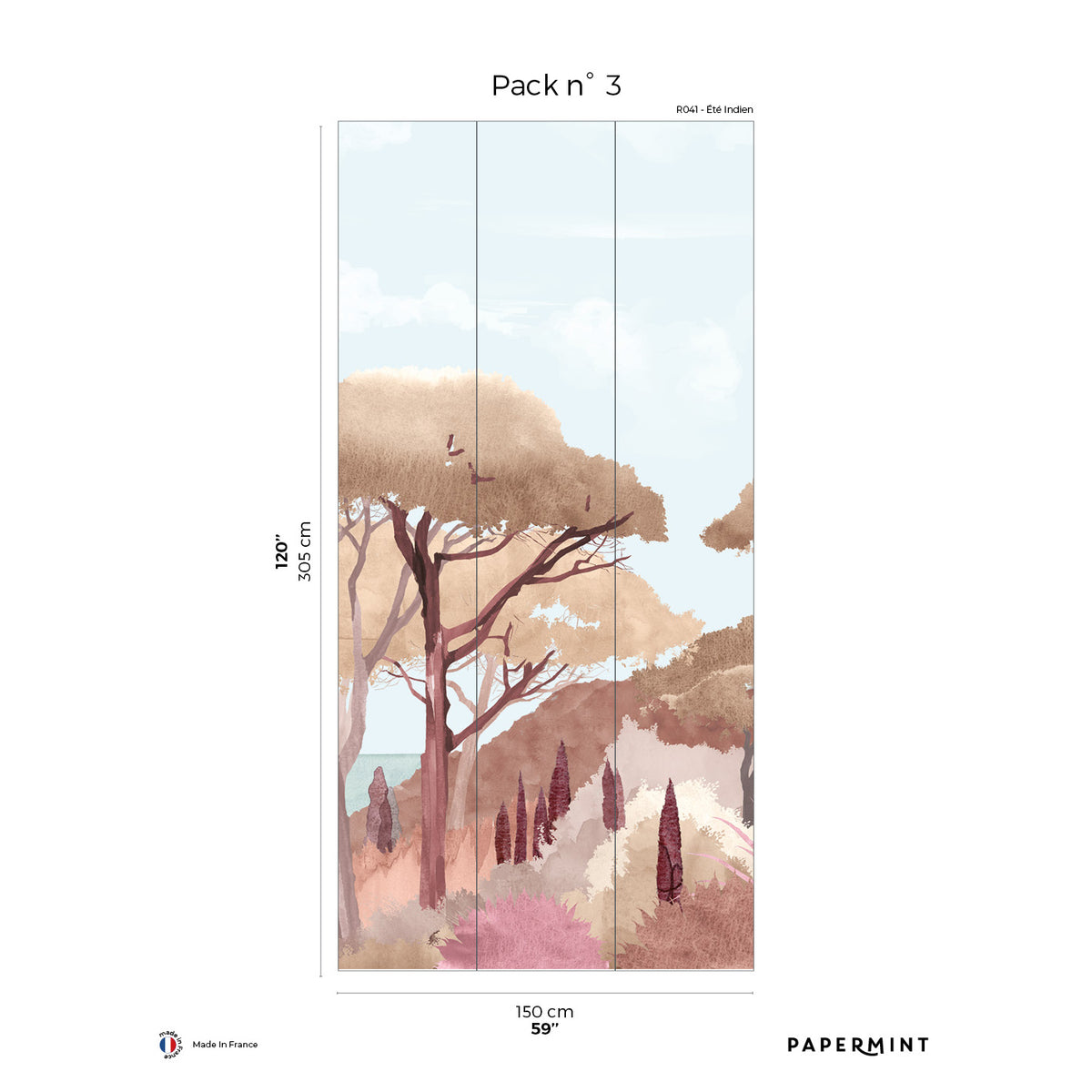 Papermint Riviera Pack 3 in Orange Wall Mural 8184-CU2-C