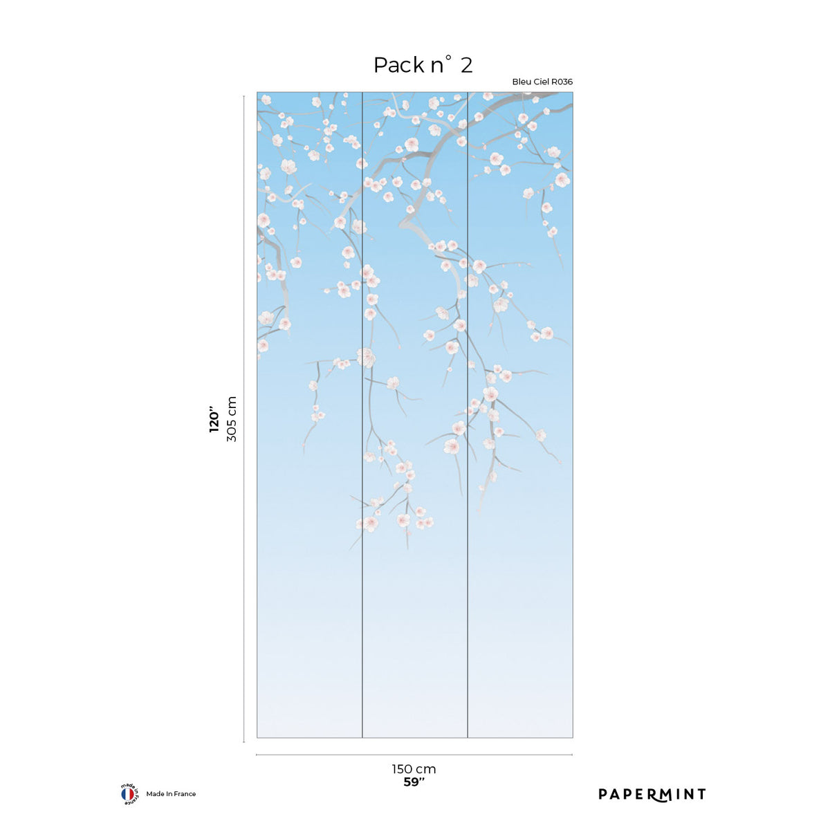 Papermint Sakura Pack 2 in Blue Wall Mural 8184-CW1-B