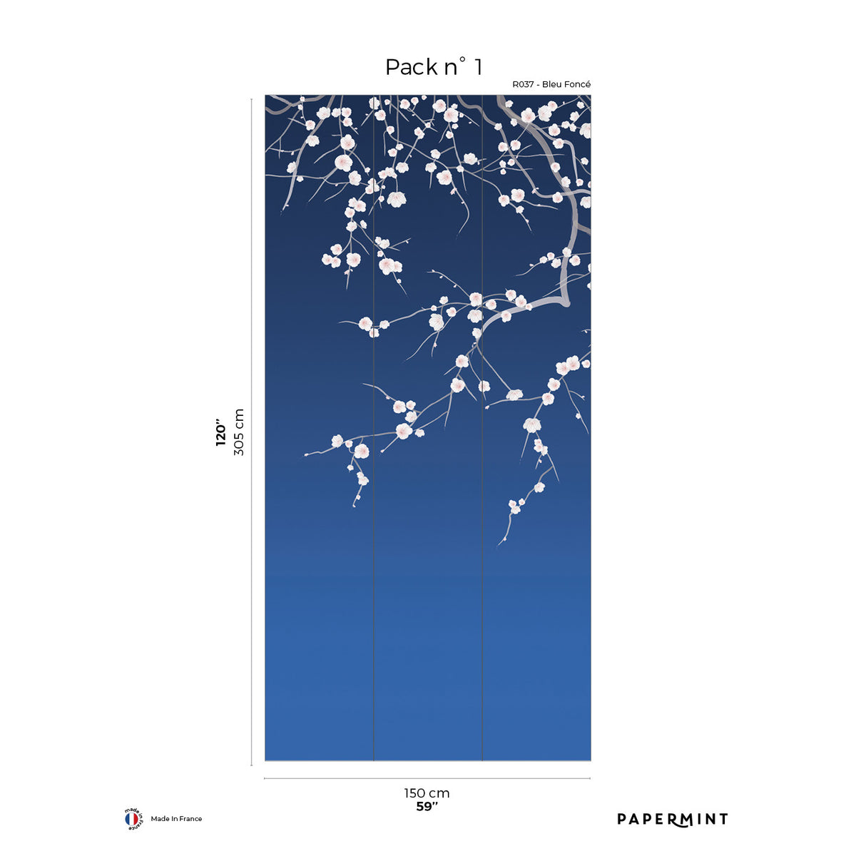 Papermint Sakura Pack 1 in Navy Wall Mural 8184-CW2-A