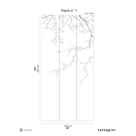 Papermint Sakura Pack 1 in White Wall Mural 8184-CW3-A