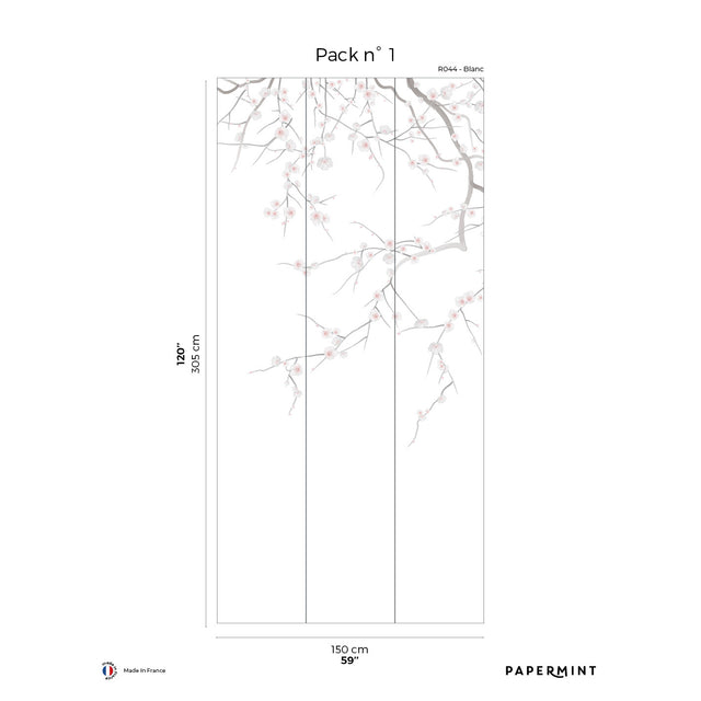 Papermint Sakura Pack 1 in White Wall Mural 8184-CW3-A
