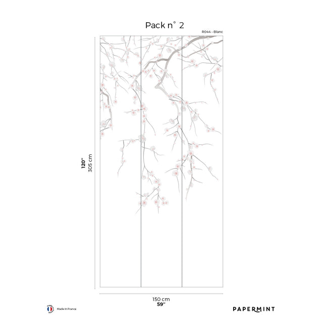 Papermint Sakura Pack 2 in White Wall Mural 8184-CW3-B
