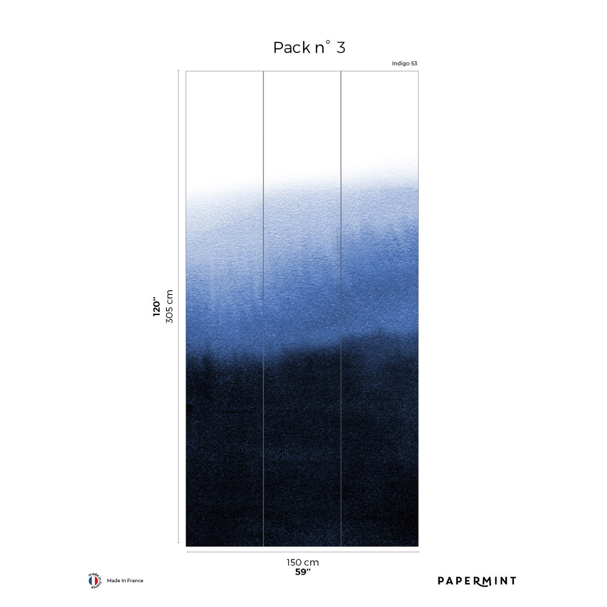 Papermint Sfumato Pack 3 in Blue Wall Mural 8184-CX1-C