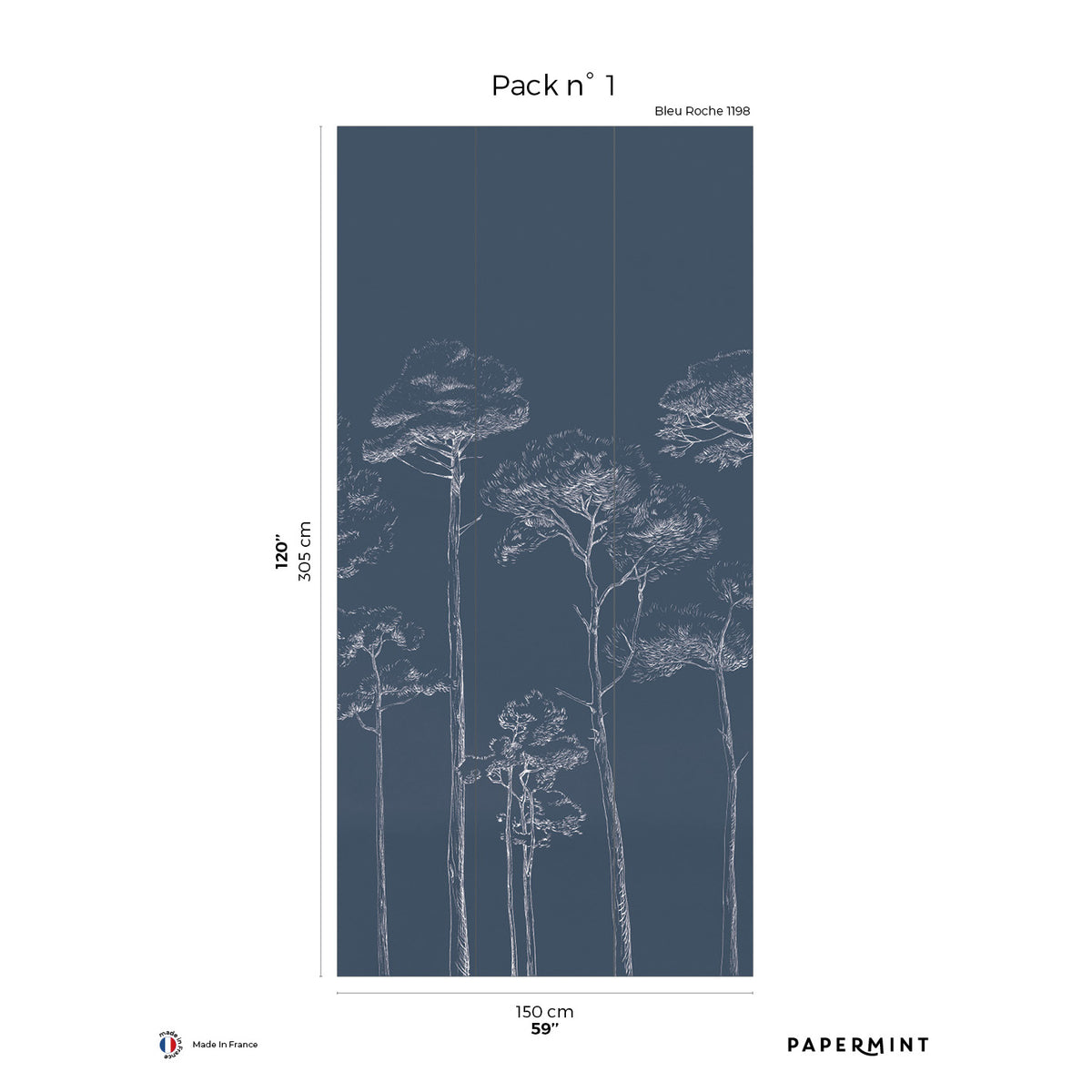 Papermint Under the Pines Pack 1 in Blue Wall Mural 8184-CY1