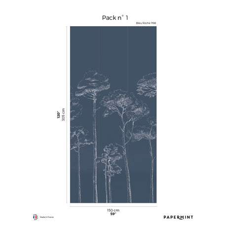 Papermint Under the Pines Pack 1 in Blue Wall Mural 8184-CY1