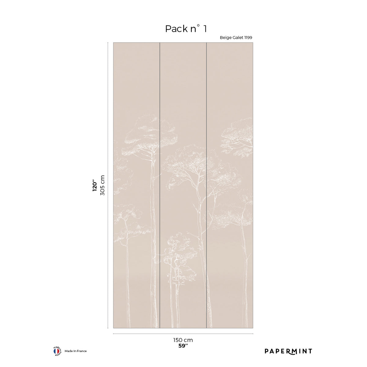 Papermint Under the Pines Pack 1 in Beige Wall Mural 8184-CY