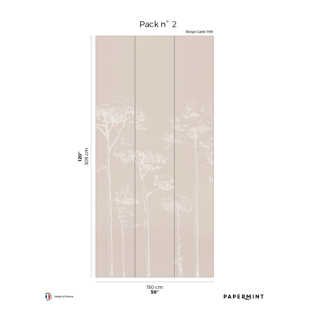 Papermint Under the Pines Pack 2 in Beige Wall Mural 8184-CY