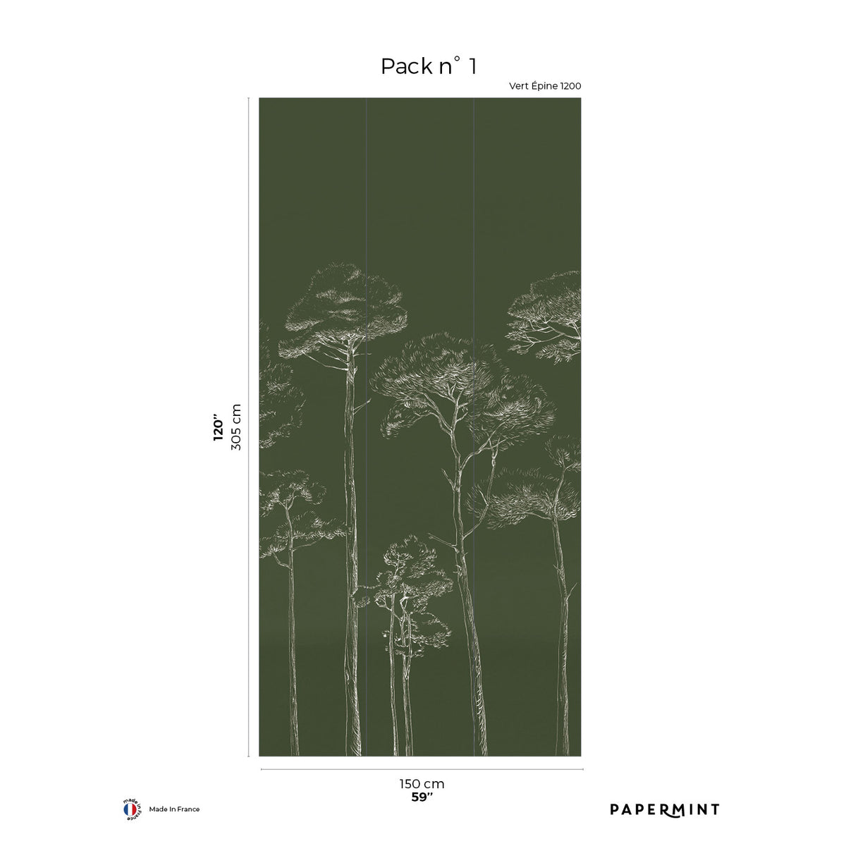 Papermint Under the Pines Pack 1 in Green Wall Mural 8184-CY