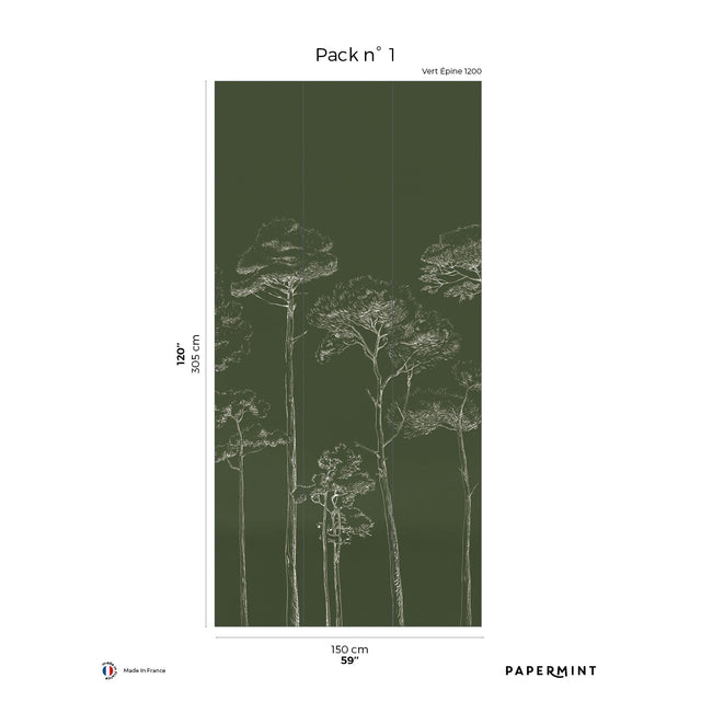 Papermint Under the Pines Pack 1 in Green Wall Mural 8184-CY