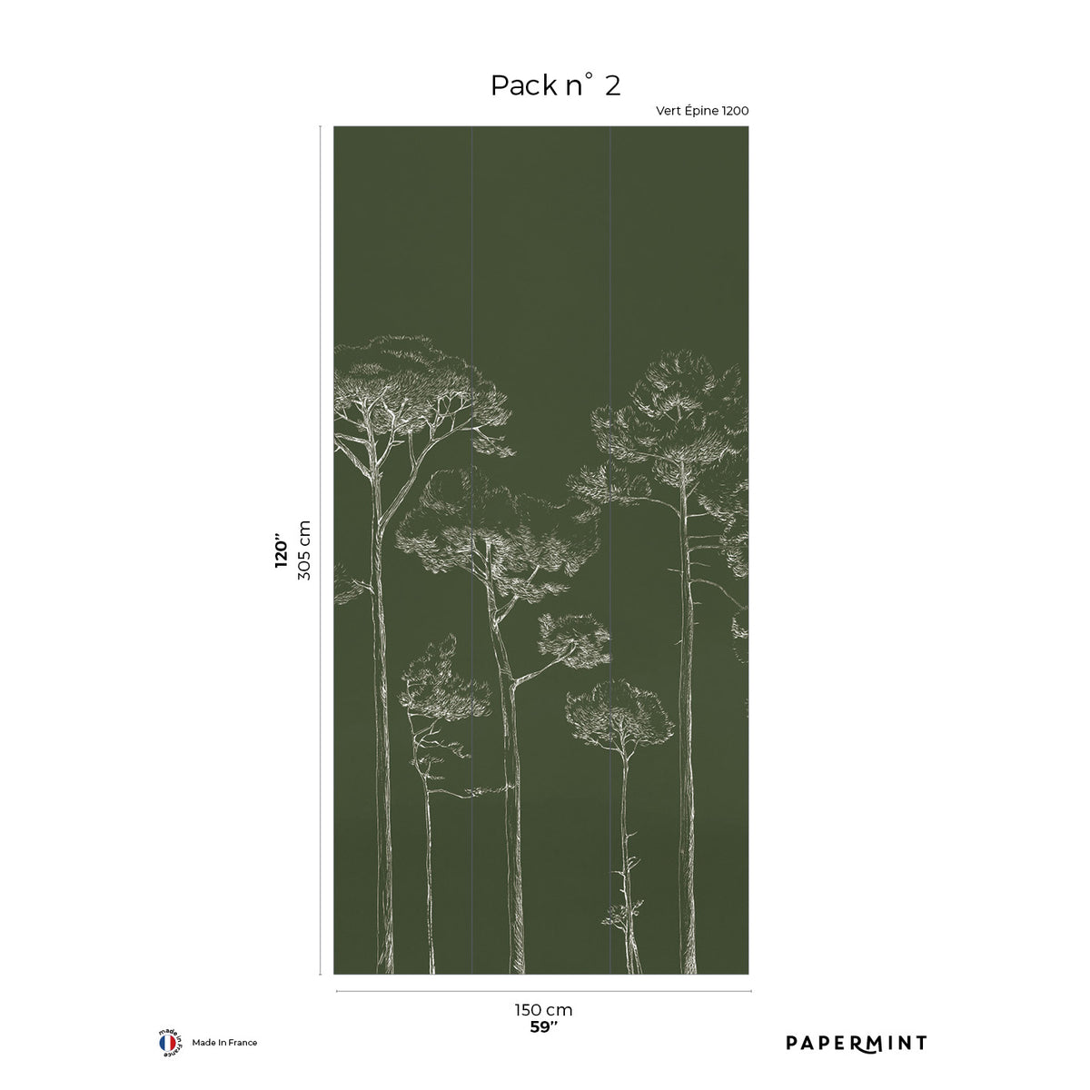 Papermint Under the Pines Pack 2 in Green Wall Mural 8184-CY