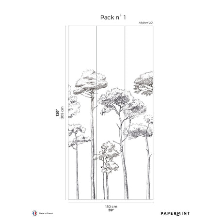 Papermint Under the Pines Pack 1 in Black Wall Mural 8184-CY