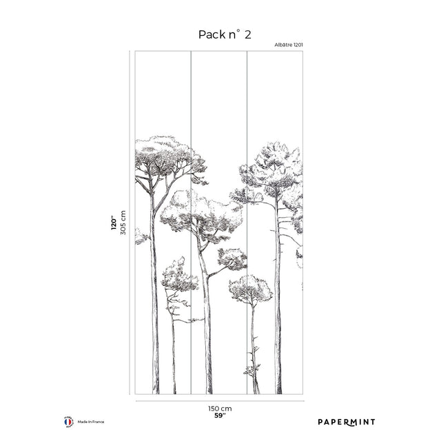 Papermint Under the Pines Pack 2 in Black Wall Mural 8184-CY