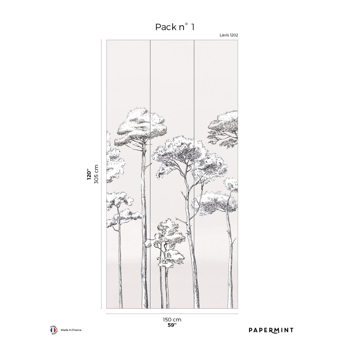 Papermint Under the Pines Pack 1 in White Wall Mural 8184-CY