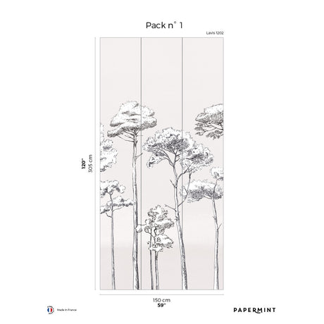 Papermint Under the Pines Pack 1 in White Wall Mural 8184-CY