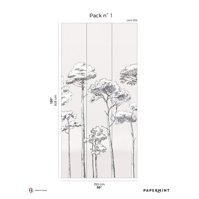 Papermint Under the Pines Pack 1 in White Wall Mural 8184-CY