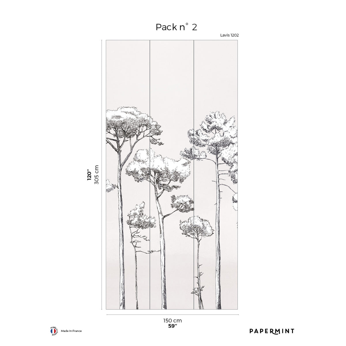 Papermint Under the Pines Pack 2 in White Wall Mural 8184-CY