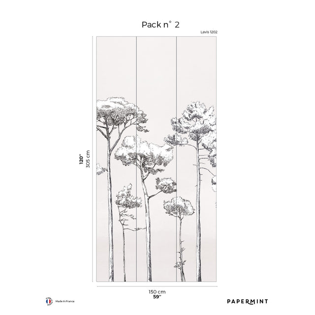 Papermint Under the Pines Pack 2 in White Wall Mural 8184-CY