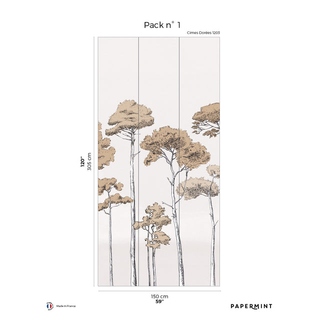 Papermint Under the Pines Pack 1 in Gold Wall Mural 8184-CY6