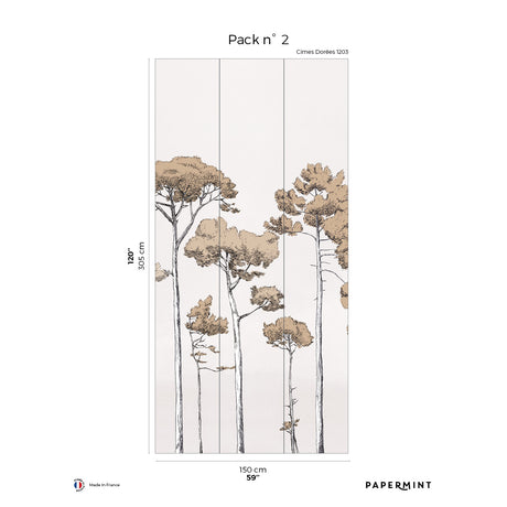Papermint Under the Pines Pack 2 in Gold Wall Mural 8184-CY6