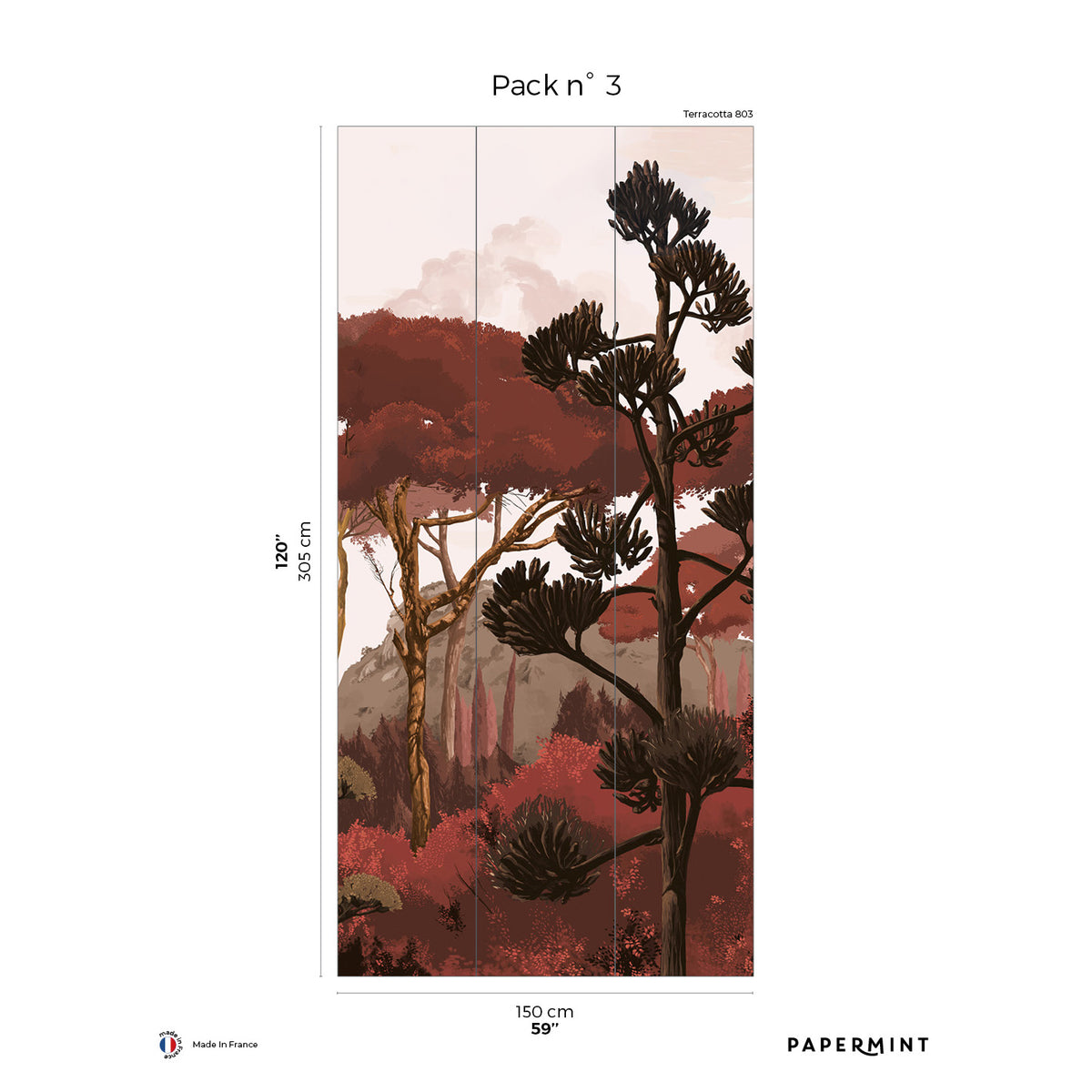 Papermint Tuscany Pack 3 in Orange Wall Mural 8184-DC2-C