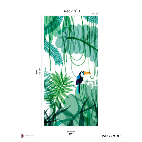 Papermint Toucan Pack 1 in Green Wall Mural 8184-DE1-A