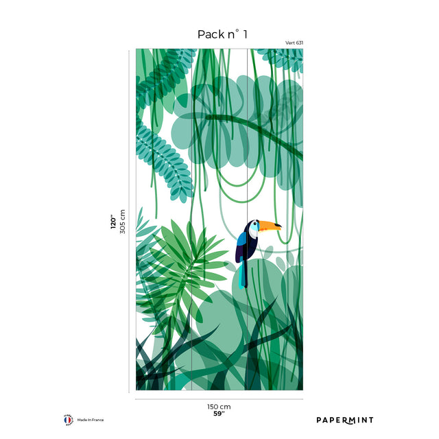 Papermint Toucan Pack 1 in Green Wall Mural 8184-DE1-A