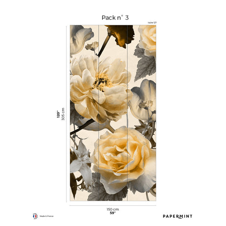 Papermint Vanity Pack 3 in Yellow Wall Mural 8184-DG1-C