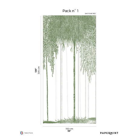 Papermint Woods Pack 1 in Green Wall Mural 8184-DI1-A
