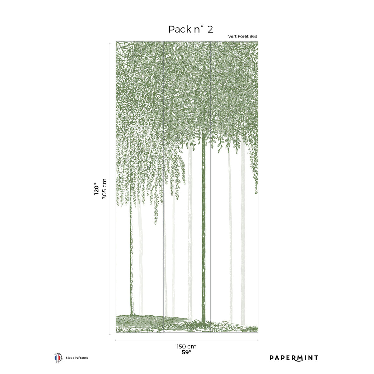 Papermint Woods Pack 2 in Green Wall Mural 8184-DI1-B
