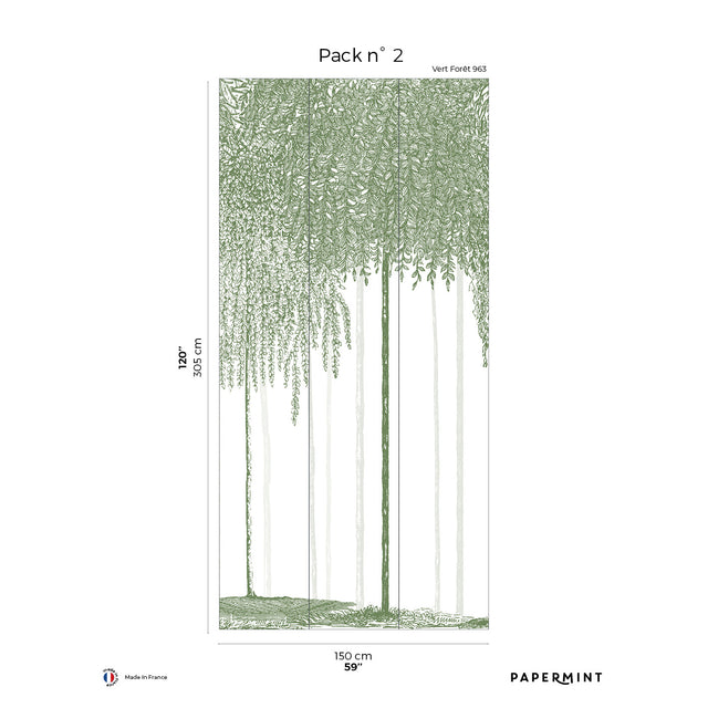Papermint Woods Pack 2 in Green Wall Mural 8184-DI1-B