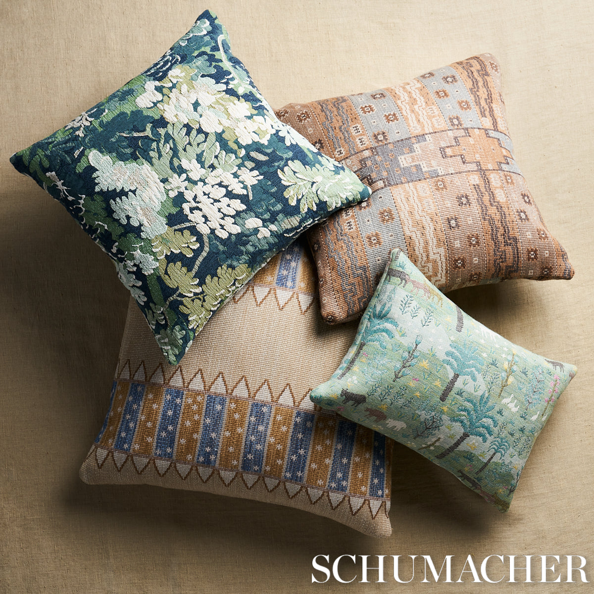 Schumacher Verdure Tapestry Peacock Fabric - Eade's Wallpaper