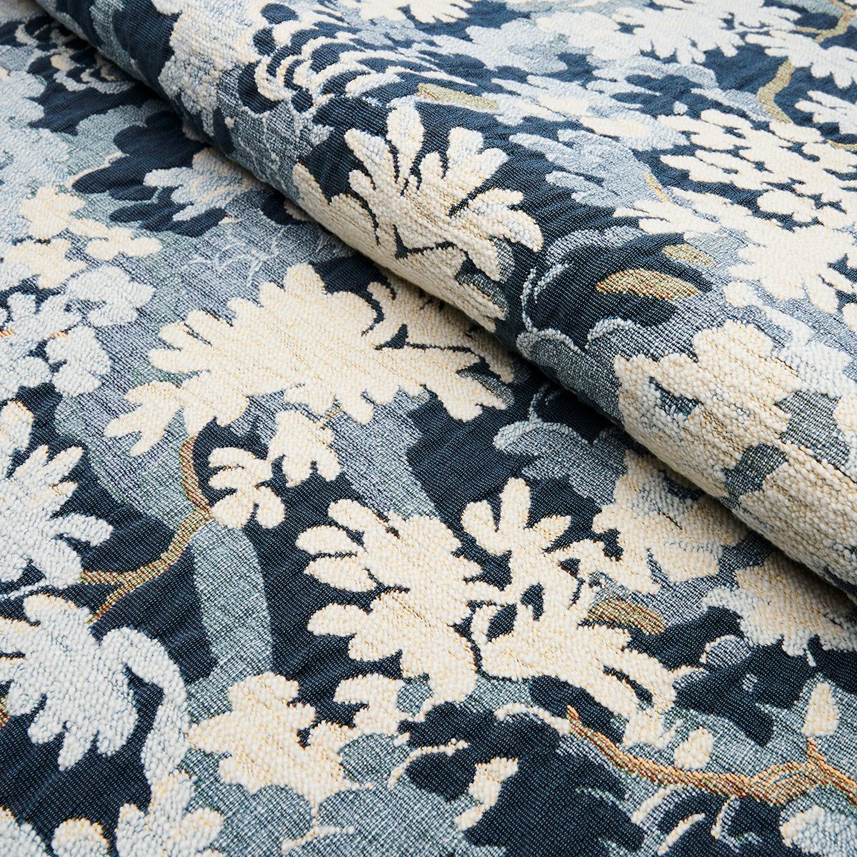 Schumacher Verdure Tapestry Blue Fabric - Eade's Wallpaper