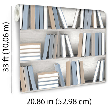 Veer Decor Nook Book Blue Wallpaper 8196-AB1