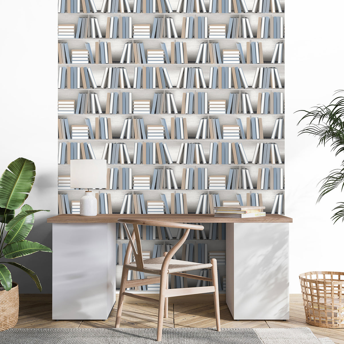 Veer Decor Nook Book Blue Wallpaper 8196-AB1