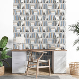 Veer Decor Nook Book Blue Wallpaper 8196-AB1