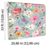 Veer Decor Floral Fantasia Blue Wallpaper 8196-AC1