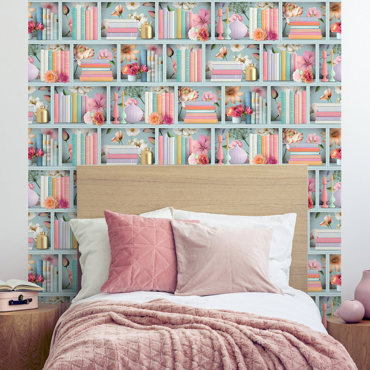 Veer Decor Blossom Shelves Blue Wallpaper 8196-AE1