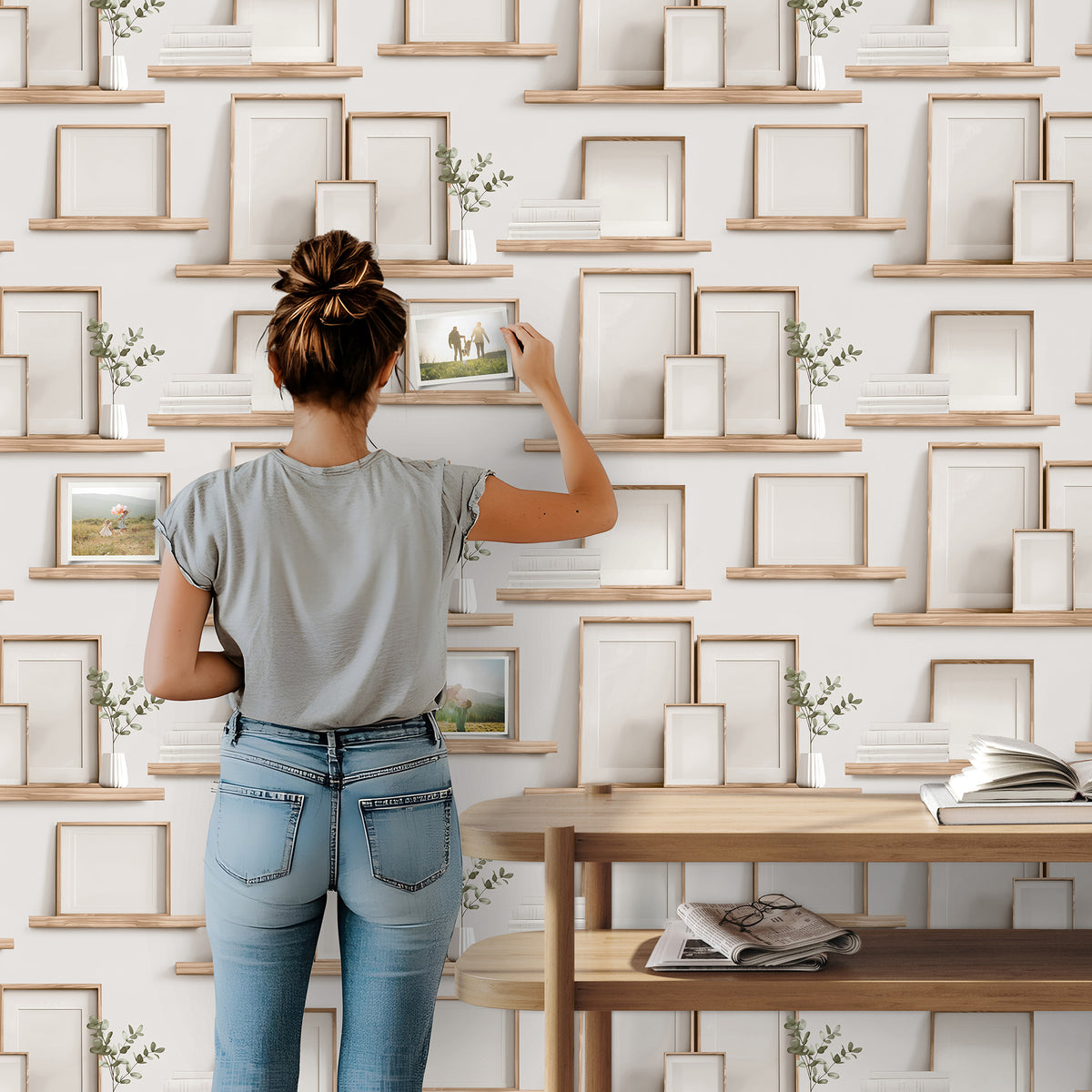 Veer Decor Frame Shelves Beige Wallpaper 8196-AG4