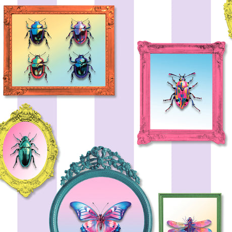 Veer Decor Entomology Gallery Purple Wallpaper 8196-AJ2