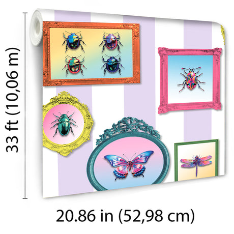 Veer Decor Entomology Gallery Purple Wallpaper 8196-AJ2