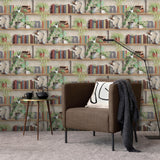 Veer Decor Industrial Book Nook Brown Wallpaper 8196-AK1